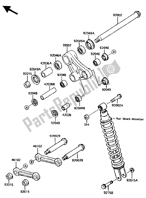 Tutte le parti per il Sospensione del Kawasaki KMX 200 1988