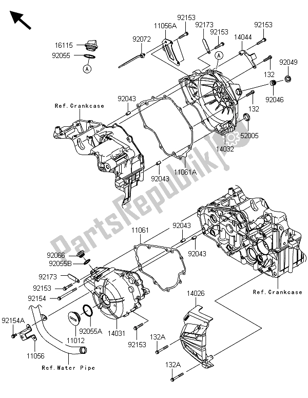 Alle onderdelen voor de Motorkap (pen) van de Kawasaki Ninja 300 2013