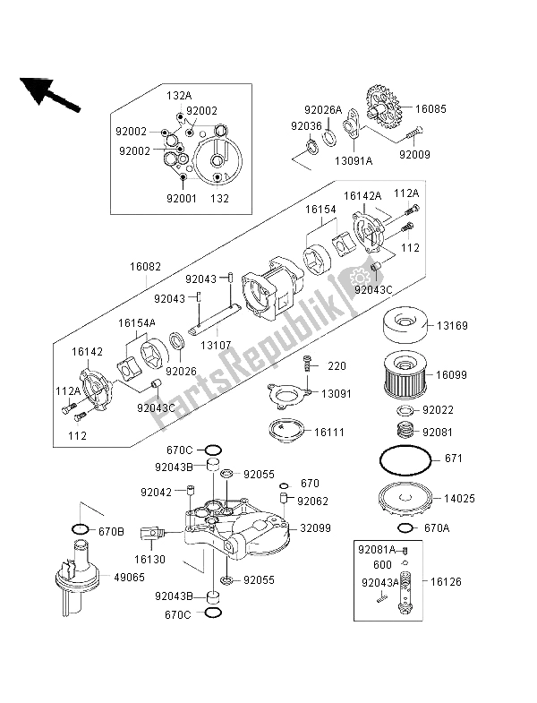 Toutes les pièces pour le La Pompe à Huile du Kawasaki ZRX 1100 1997