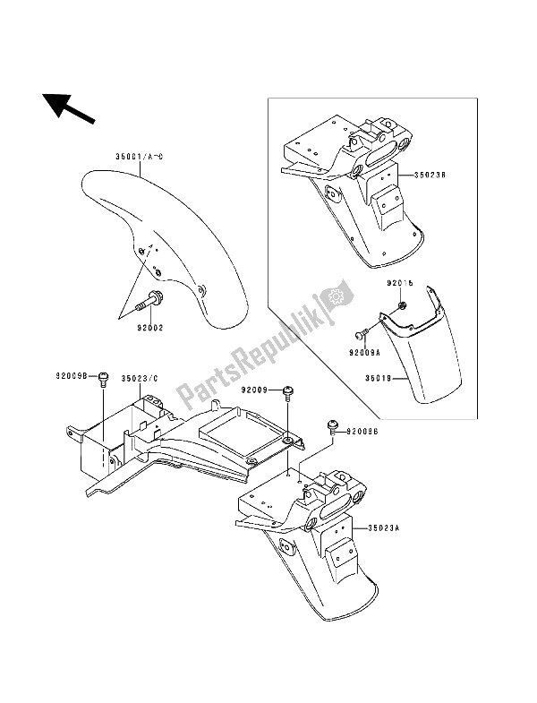 Tutte le parti per il Parabordi del Kawasaki Zephyr 1100 1992