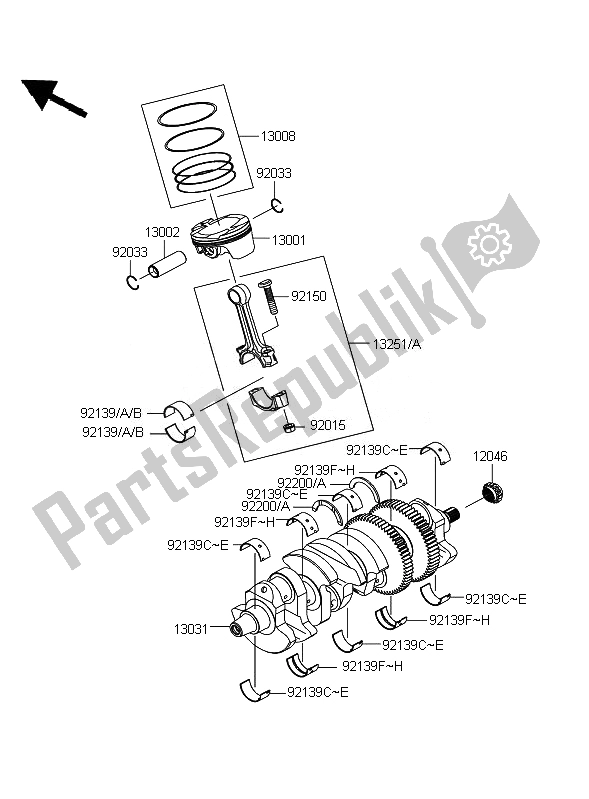 All parts for the Crankshaft & Piston of the Kawasaki ZZR 1400 ABS 2007