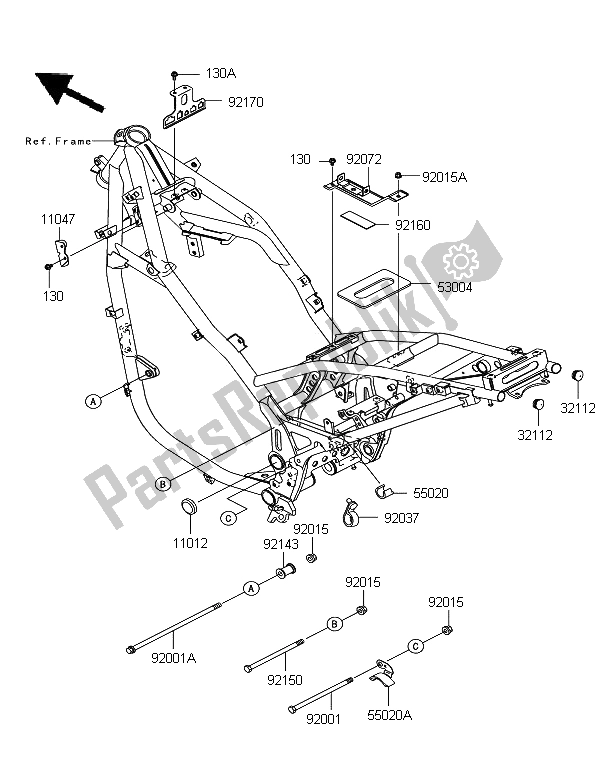 All parts for the Frame Fittings of the Kawasaki KLE 500 2006