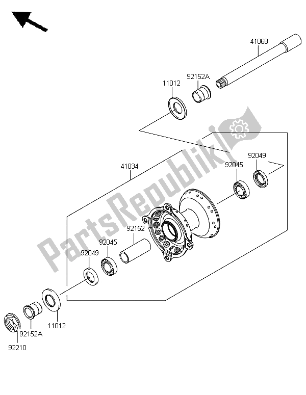 Todas las partes para Buje Delantero de Kawasaki KX 450F 2006