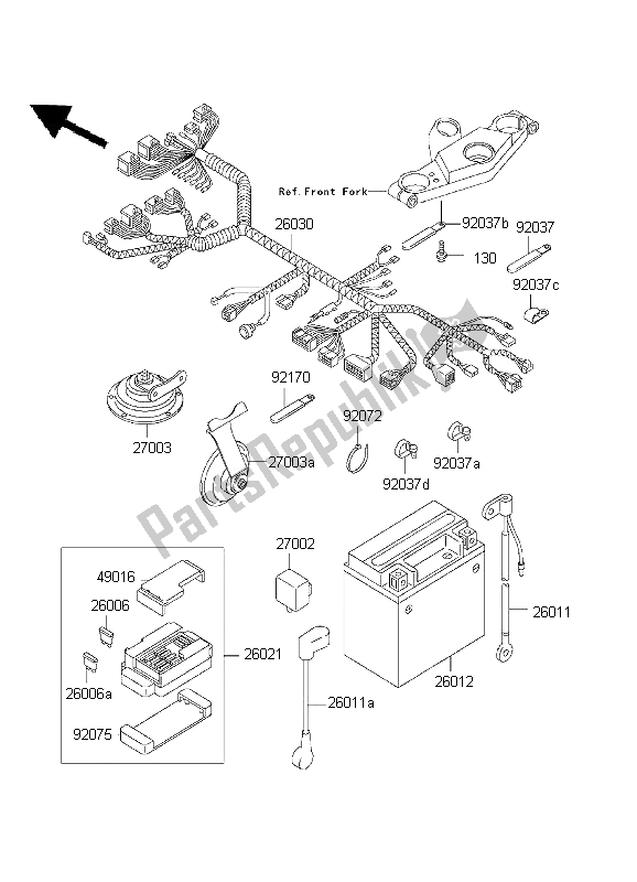 Toutes les pièces pour le Châssis équipement électrique du Kawasaki ZZ R 600 1999