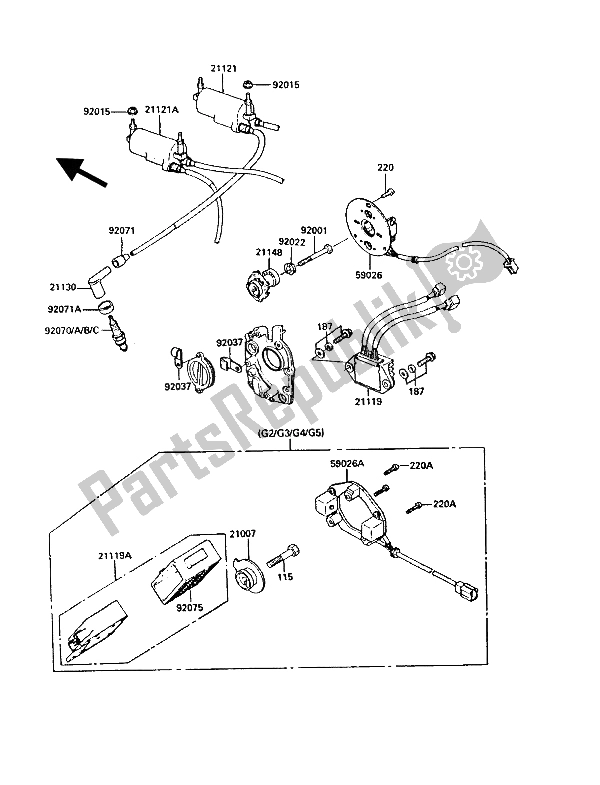 All parts for the Ignition System of the Kawasaki GT 550 1986