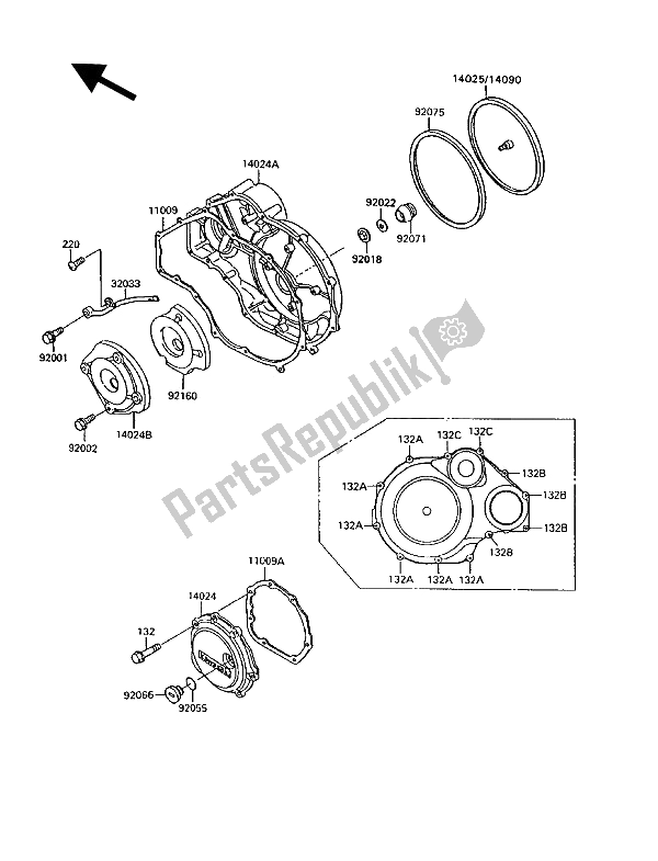 All parts for the Engine Cover(s) of the Kawasaki 1000 GTR 1994