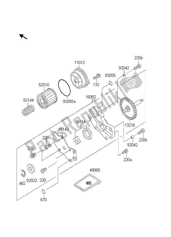 Alle onderdelen voor de Oliepomp van de Kawasaki KLX 300R 2000
