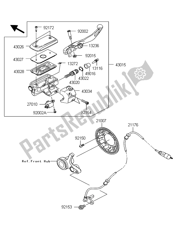 All parts for the Front Master Cylinder of the Kawasaki VN 1700 Voyager Custom ABS 2012