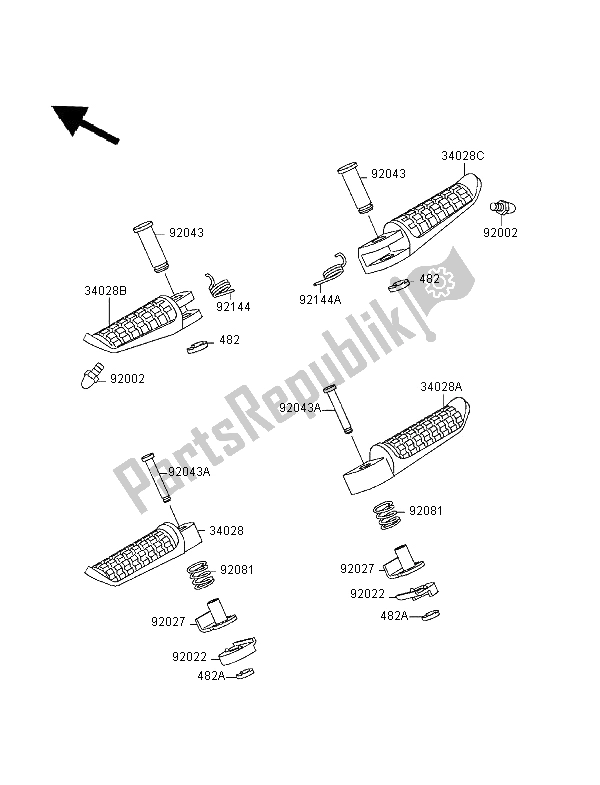 All parts for the Footrests of the Kawasaki ZZR 600 1995