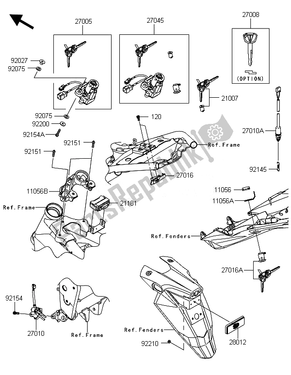 Todas las partes para Switch De Ignición de Kawasaki Z 800E Version 2014