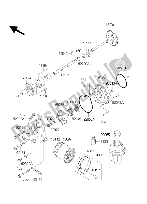 All parts for the Oil Pump of the Kawasaki Ninja ZX 6 RR 600 2003