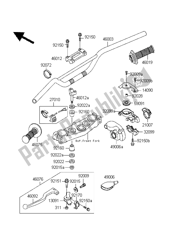 All parts for the Handlebar of the Kawasaki KX 250 1999