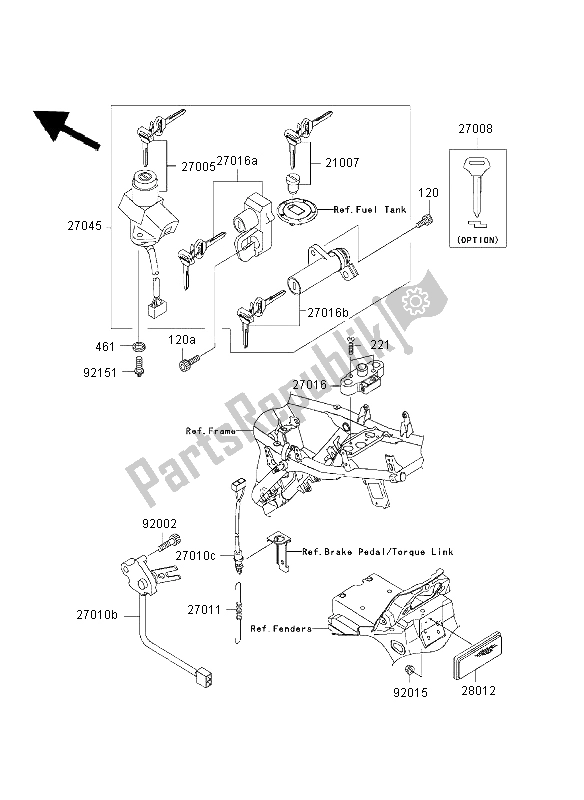 Todas as partes de Chave De Ignição do Kawasaki ZRX 1200R 2003