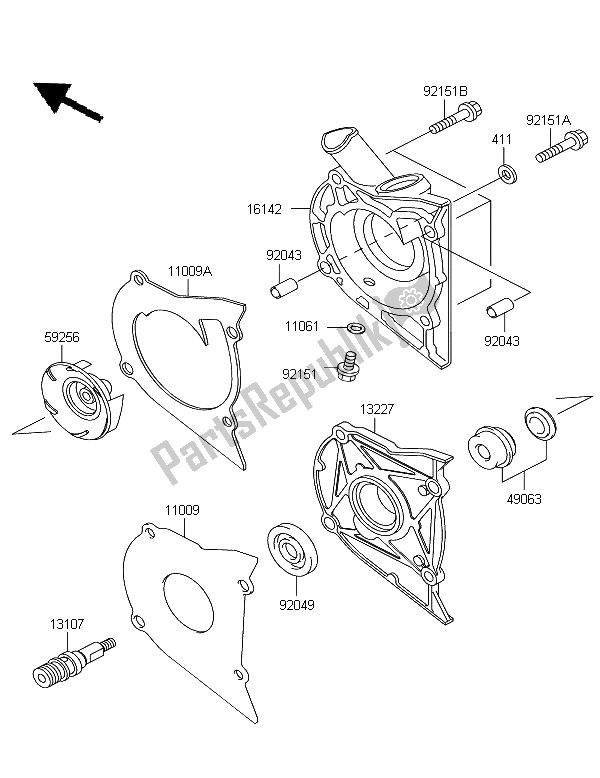 All parts for the Water Pump of the Kawasaki KLE 500 2006