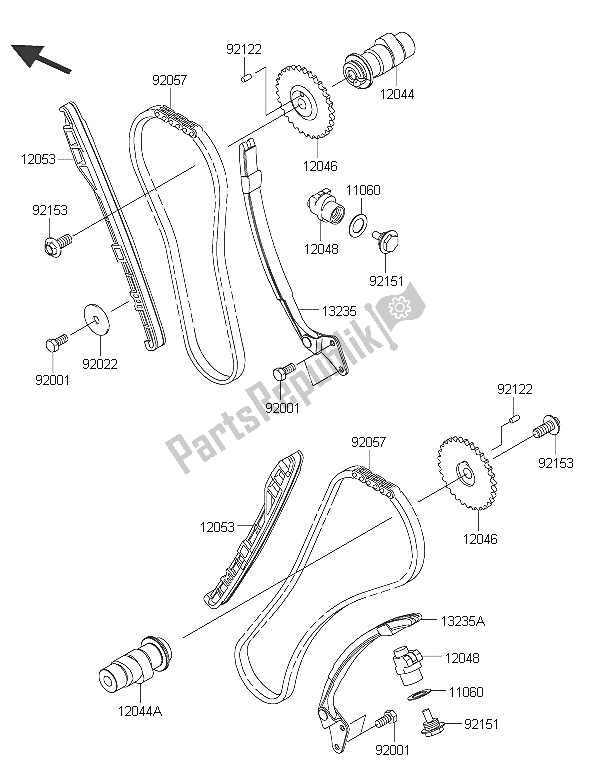 All parts for the Camshaft(s) & Tensioner of the Kawasaki Vulcan 900 Custom 2016