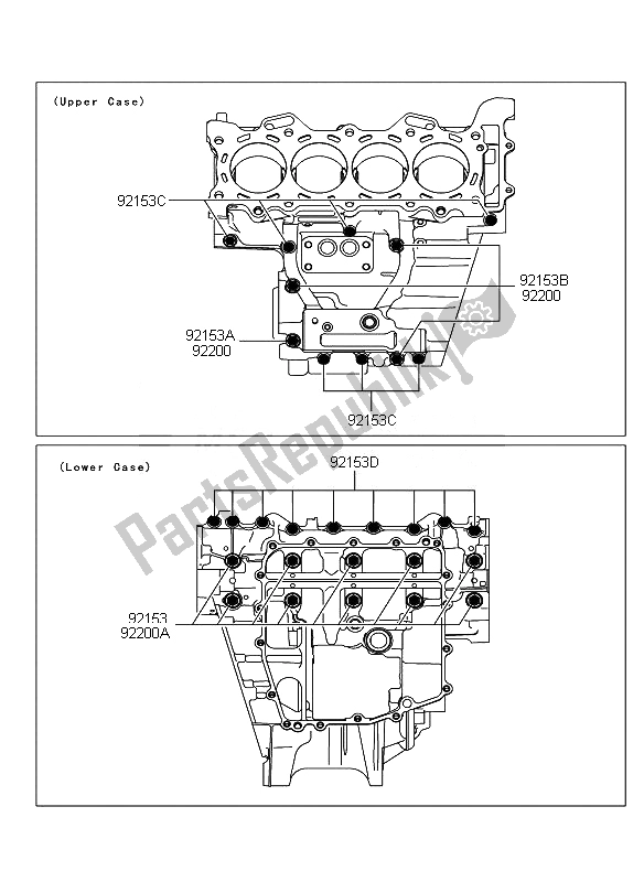 All parts for the Crankcase Bolt Pattern of the Kawasaki Ninja ZX 6R 600 2007