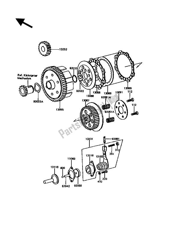 Tutte le parti per il Frizione del Kawasaki KE 100 1994