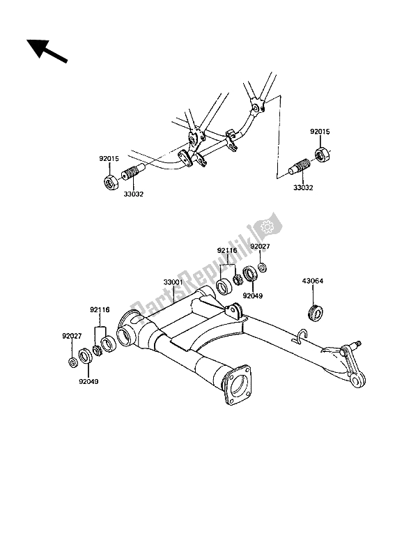 Tutte le parti per il Forcellone del Kawasaki GT 750 1994