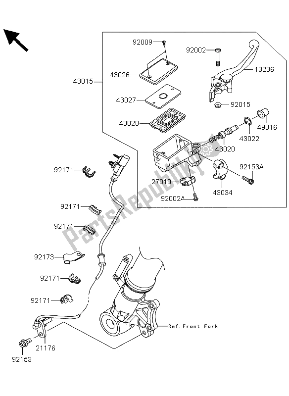 Tutte le parti per il Pompa Freno Anteriore del Kawasaki Versys 1000 2013