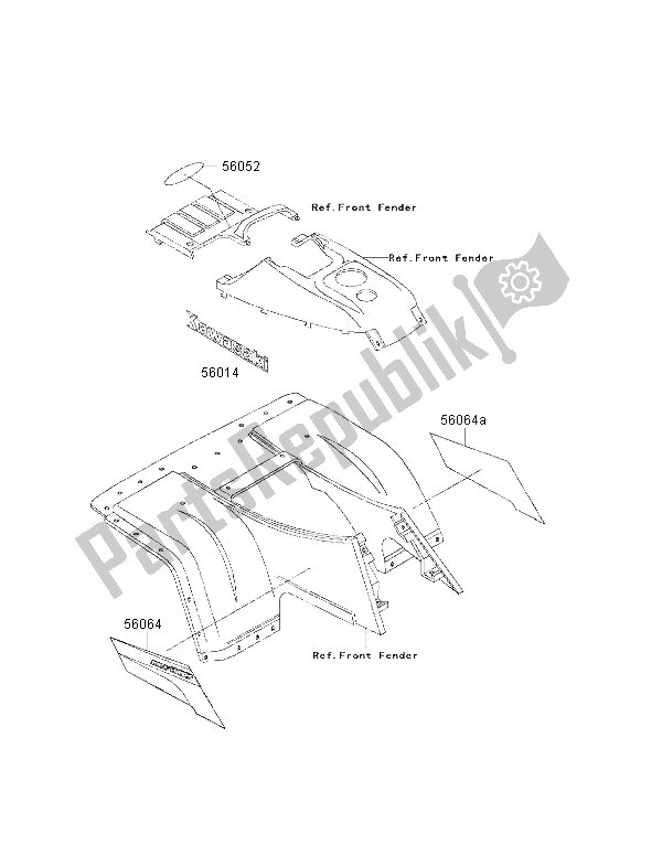 All parts for the Decals of the Kawasaki KLF 300 4X4 2001