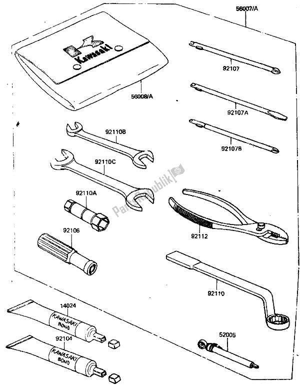 Alle onderdelen voor de Gereedschap van de Kawasaki ZN 1300 1986