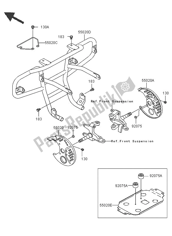 Toutes les pièces pour le Garde du Kawasaki KLF 300 2005