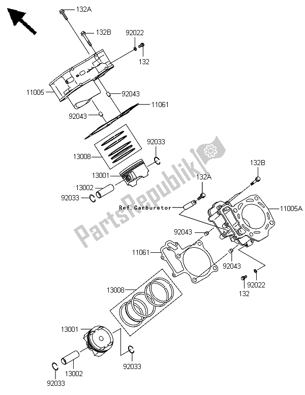 Todas las partes para Cilindro Y Pistón (es) de Kawasaki Brute Force 650 4X4I 2014