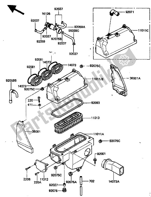 Tutte le parti per il Filtro Dell'aria del Kawasaki ZN 1300 1985
