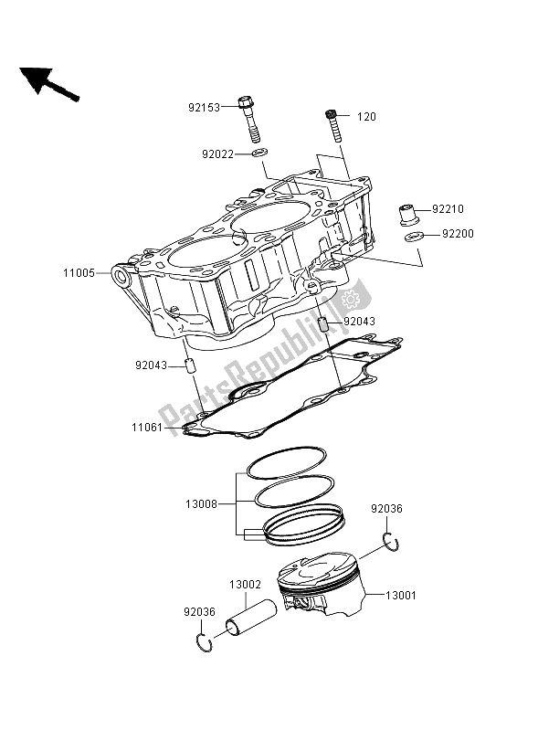 All parts for the Cylinder & Piston of the Kawasaki Versys 650 2008