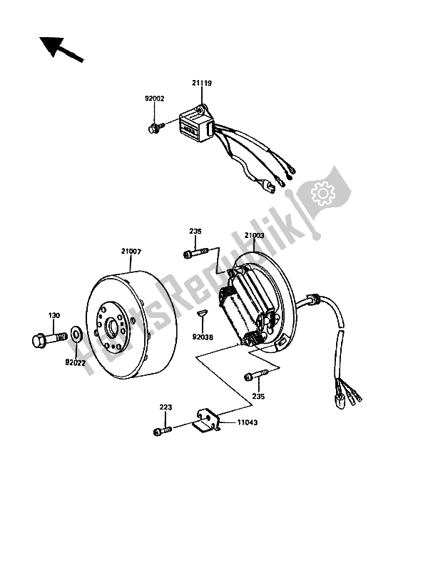 Todas as partes de Gerador do Kawasaki KDX 200 1988