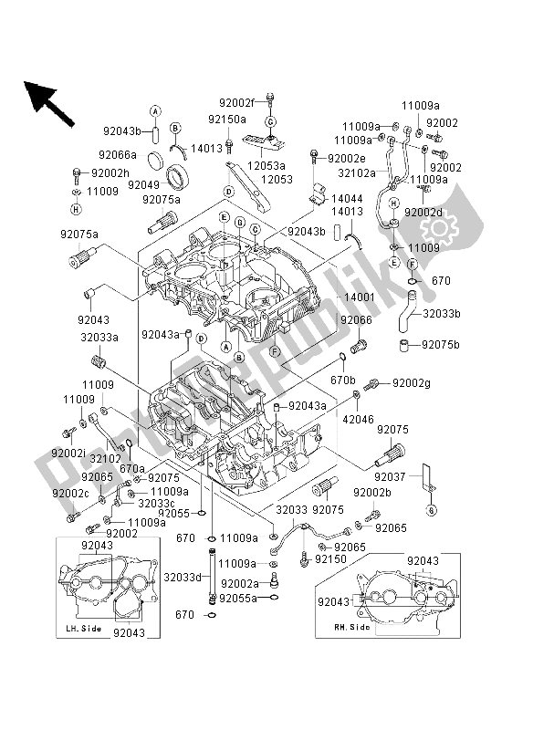 Todas as partes de Bloco Do Motor do Kawasaki GPZ 500S 2003