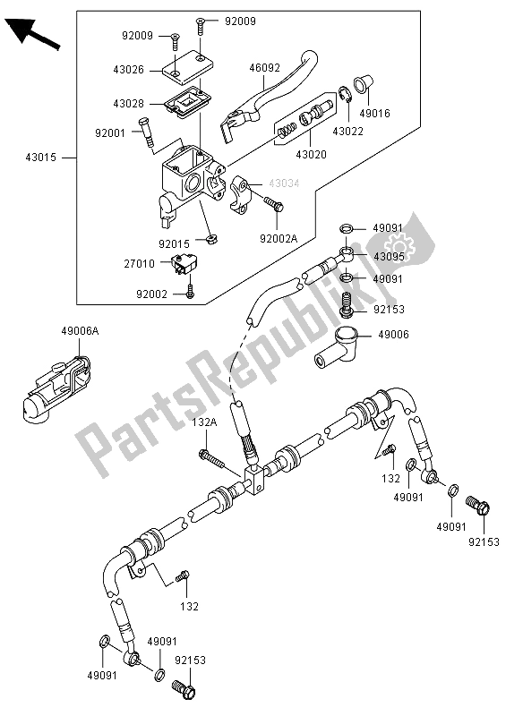 Toutes les pièces pour le Maître-cylindre Avant du Kawasaki KVF 750 4X4 2012