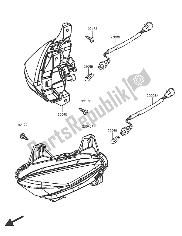 All parts for the Turn Signals of the Kawasaki J 300 2016