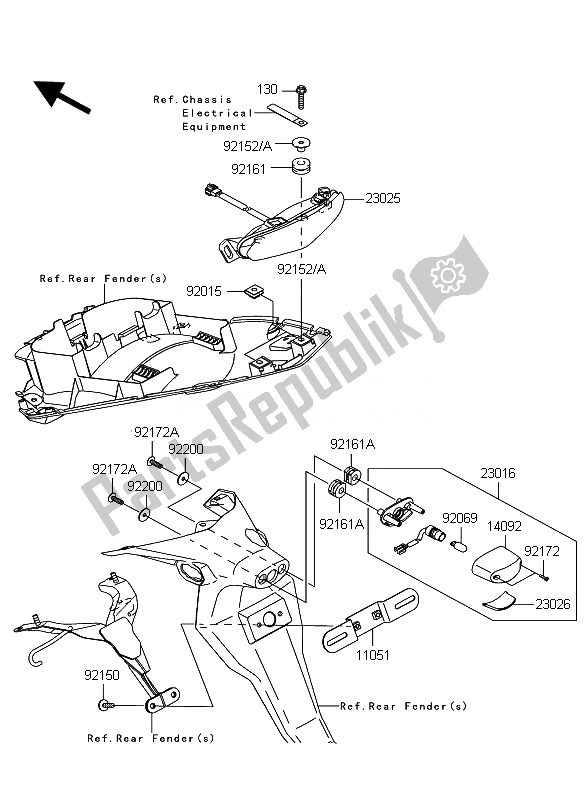 Toutes les pièces pour le Feu Arrière du Kawasaki ER 6N ABS 650 2010