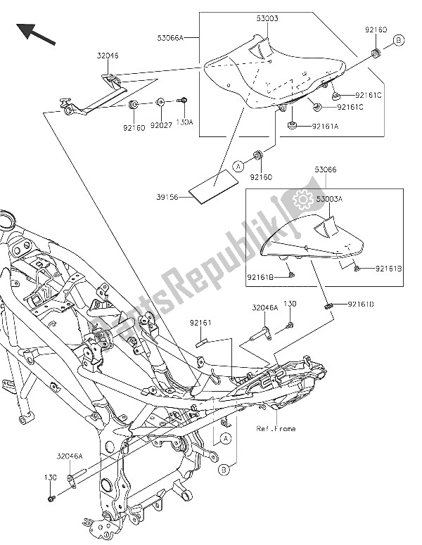 Todas as partes de Assento (1) do Kawasaki Ninja 250 SL ABS 2016