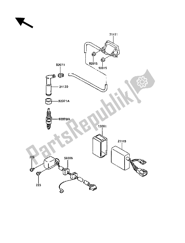 Toutes les pièces pour le Système De Mise à Feu du Kawasaki KLR 600 1988