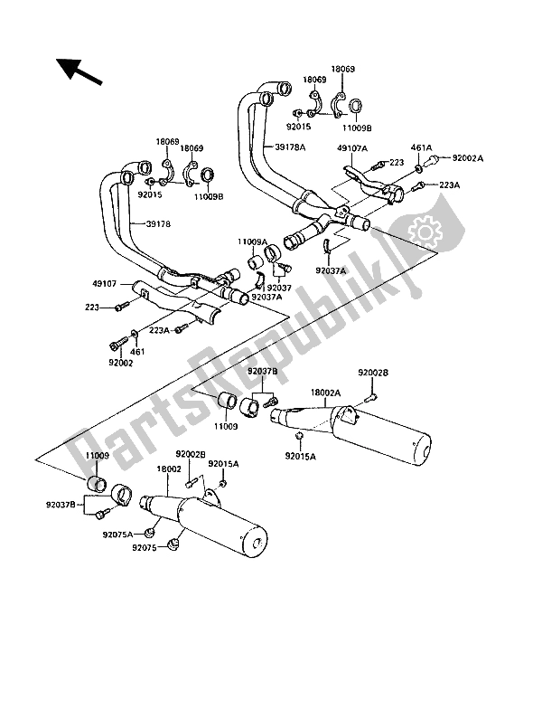 All parts for the Muffler(s) of the Kawasaki 1000 GTR 1986