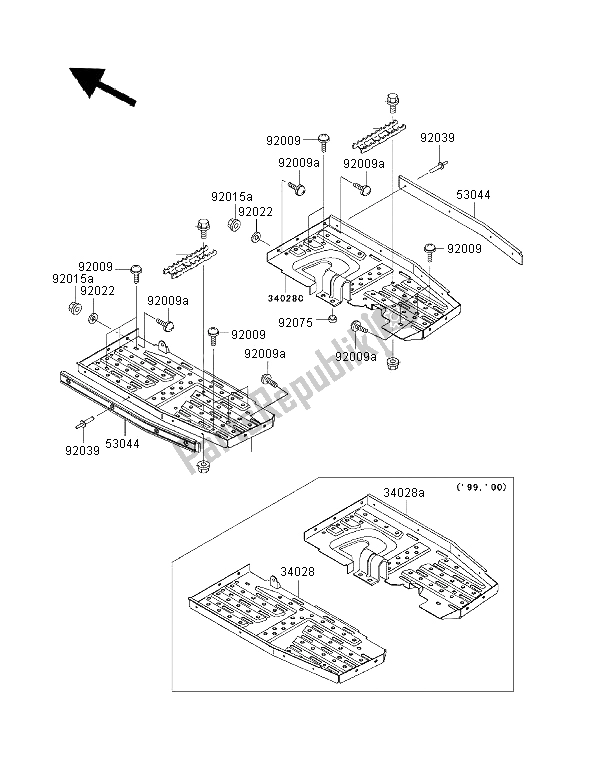 All parts for the Footrests of the Kawasaki KVF 400 4X4 2000