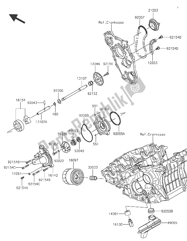 All parts for the Oil Pump of the Kawasaki Ninja H2 1000 2016