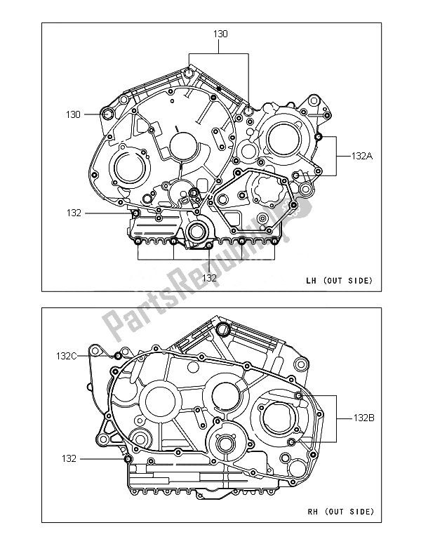 All parts for the Crankcase Bolt Pattern of the Kawasaki VN 900 Classic 2014