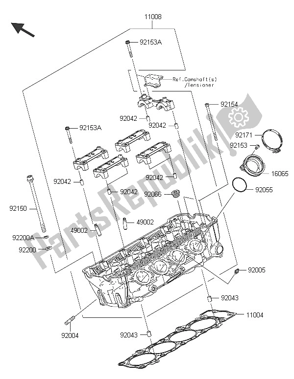 Todas las partes para Cabeza De Cilindro de Kawasaki Z 1000 SX 2016