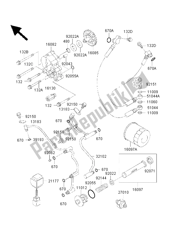 Tutte le parti per il Pompa Dell'olio del Kawasaki VN 1500 Classic FI 2002