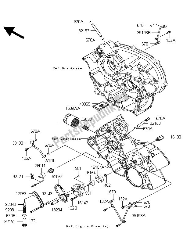 All parts for the Oil Pump of the Kawasaki KFX 700 KSV 700A7F 2007