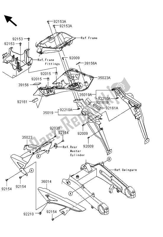 All parts for the Rear Fender(s) of the Kawasaki Z 1000 SX 2013