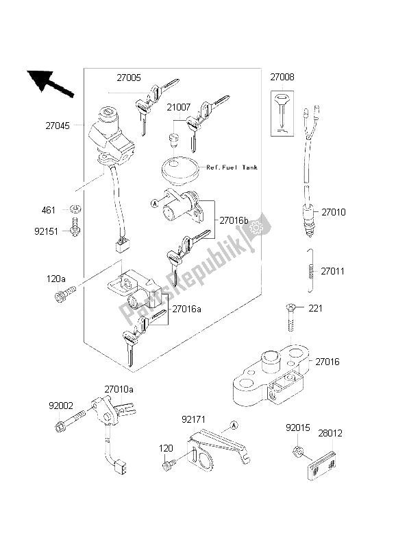 Alle onderdelen voor de Contactschakelaar van de Kawasaki W 650 2001