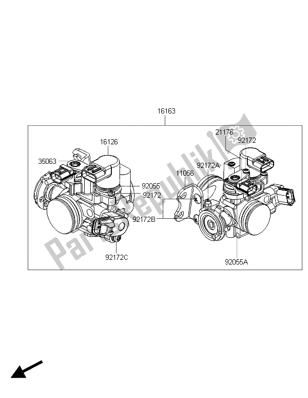 All parts for the Throttle of the Kawasaki J 300 2015