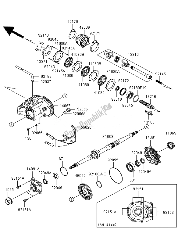 All parts for the Drive Shaft Rear of the Kawasaki KVF 650 4X4 2007