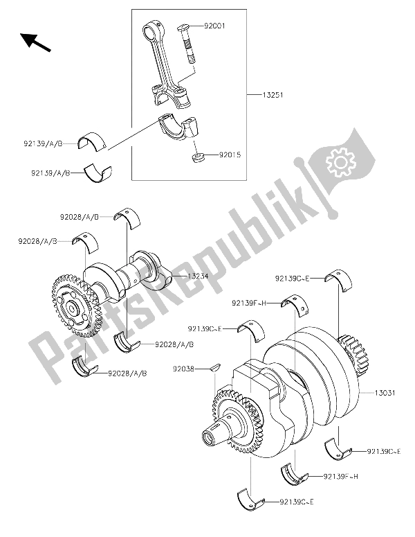 All parts for the Crankshaft of the Kawasaki Z 300 ABS 2015