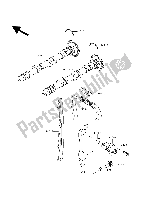 Toutes les pièces pour le Arbre (s) à Cames Et Tendeur du Kawasaki Ninja ZX9R 900 1994