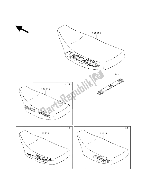 All parts for the Seat of the Kawasaki KX 60 1991